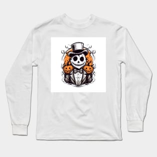 scary men in suit and pumpkins on shoulder Long Sleeve T-Shirt